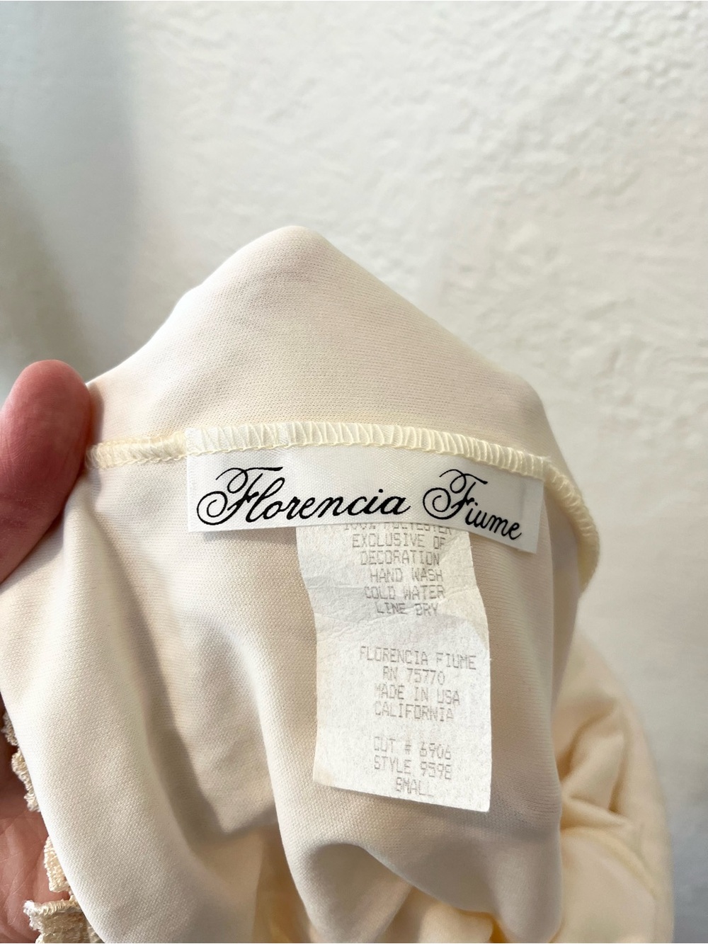 Vintage Dress Cream Lace Off Shoulder Cottagecore Boho Wedding 70s 90s XS/S - Picture 12 of 15